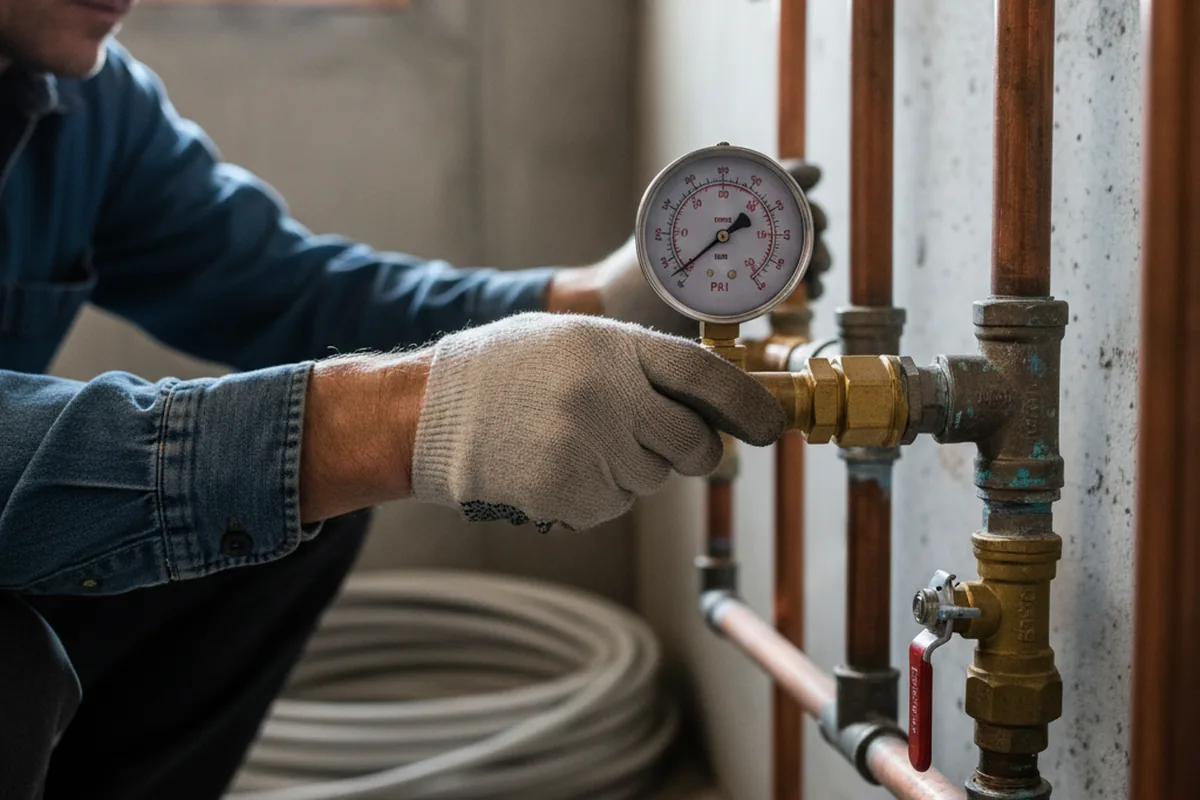 Pressure testing a repaired line during Water Line Repair in Effingham
